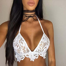 Sexy Womens Crop Tops Hollow Out Lace Choker Sheer Bralette Bustier Unpadded Cropped Female Lingerie Balck/White  #63 GS