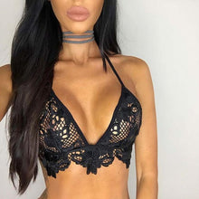 Sexy Womens Crop Tops Hollow Out Lace Choker Sheer Bralette Bustier Unpadded Cropped Female Lingerie Balck/White  #63 GS
