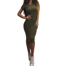 Sheath  Dress Women O Neck Black Grey Green Sexy Club Solid Bodycon Midi Dresses For Women Ladies  Vestido de verao GS