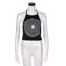 Short Crop Top   Women Sexy Floral Print Sleeveless Halterneck Tank Crop Tops Vest Camisole Femme Black White #63 GS