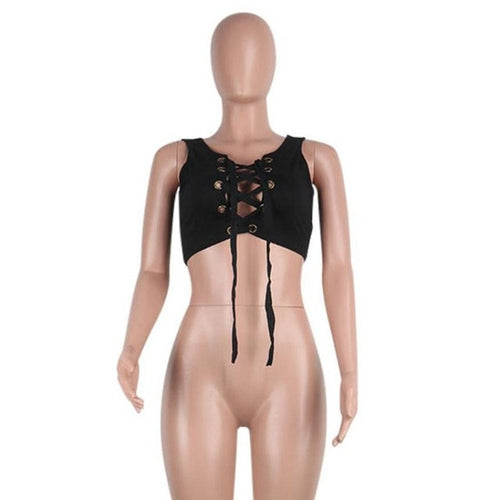 Short Tank Top For Womens Sexy Bandage Sleeveless Tank Crop Tops Vest Tee Tops Female   #23 GS