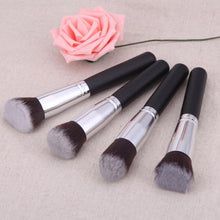 Silver Color 4 Pcs Black Synthetic Kabuki Flat Foundation Brush Single Makeup Cosmetic Brush pincel oval Anne GS