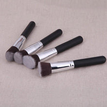 Silver Color 4 Pcs Black Synthetic Kabuki Flat Foundation Brush Single Makeup Cosmetic Brush pincel oval Anne GS