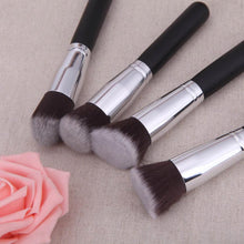 Silver Color 4 Pcs Black Synthetic Kabuki Flat Foundation Brush Single Makeup Cosmetic Brush pincel oval Anne GS