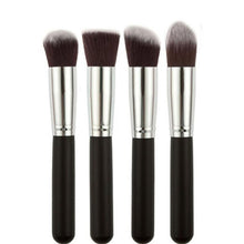 Silver Color 4 Pcs Black Synthetic Kabuki Flat Foundation Brush Single Makeup Cosmetic Brush pincel oval Anne GS