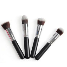 Silver Color 4 Pcs Black Synthetic Kabuki Flat Foundation Brush Single Makeup Cosmetic Brush pincel oval Anne GS