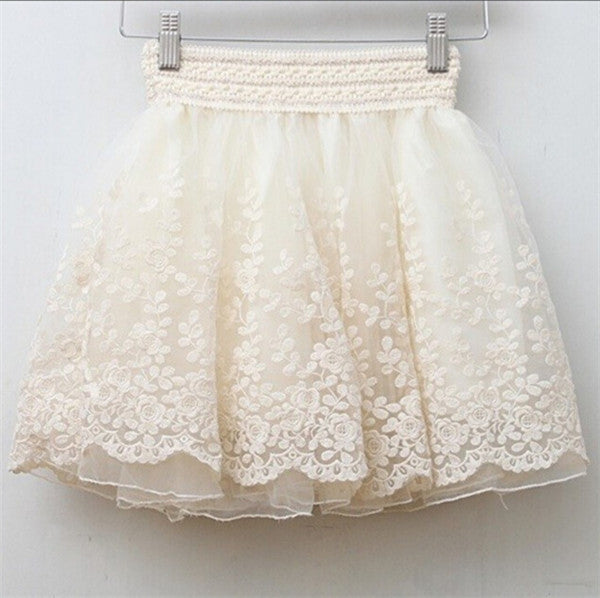 Skirt New  Korean Full Lace Embroidery Tulle Skirt Mini Skirts Fashion Woman Skirts Pleated Skirt 20217 GS