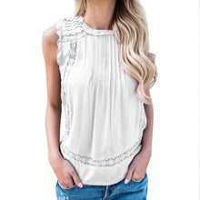 Sleeveless Blouses Women   Hollow Out Elegant Shirts Ladies Blouse O Neck Casual Womens Tops Chemise Femme blusas #53 GS