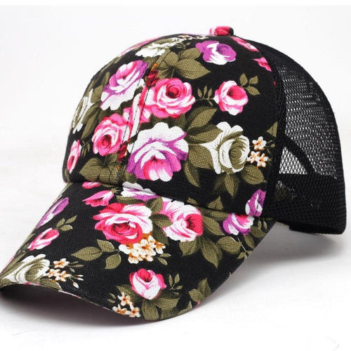 Snapback  Women Caps Floral Print 5 Colors   Sun Hat Women Adjustable Mesh Baseball Cap Women Girls Gorras YD10 GS