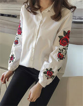 Striped Floral Embroidery Blouses New  Fashion Long Sleeve Blouse Korean Style Ladies Blusas Women Tops Plus Size 72660 GS