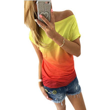New fashion women t-shirt Gradient Short Sleeve tee Shirt Femme Tops for women clothing O-neck T shirt Women GS