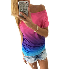New fashion women t-shirt Gradient Short Sleeve tee Shirt Femme Tops for women clothing O-neck T shirt Women GS
