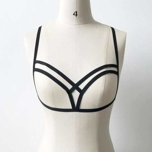 Alluring Women sexy Bra Elastic Bandage Bra Strappy Hollow Out Bustier cropped feminino Black #23 GS