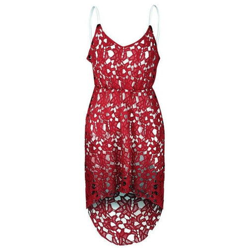 Beach Party Dresses Ladies Irregular Women's Floral Lace SleeveLess V-Neck Formal Swing Mini Dress Women vestidos#23 GS