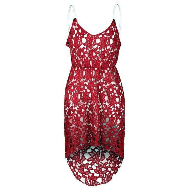 Beach Party Dresses Ladies Irregular Women's Floral Lace SleeveLess V-Neck Formal Swing Mini Dress Women vestidos#23 GS