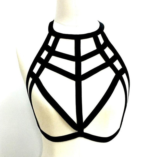 Black Sexy Crop Top Bra Basic Hollow Out bra Women Underbust Bandage Strappy Crop Tops Garter belt #63 GS