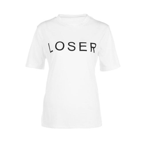 Fashion Women T Shirts Casual Short Sleeve Loose Letter Print T-shirt Tee Tops Female White camiseta mujer #23 GS