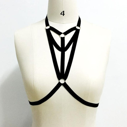 Goth Women sexy Chest Crop Top garterbelt sexy Bandage Belt sexy lingerie bra black Body Strappy Bra #23 GS