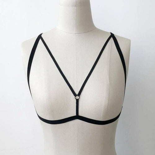 Hollow Out Women's Bandage bra black body sexy lingerie Polyester harajuku Gothic sexy Crop Top Galters #04 GS