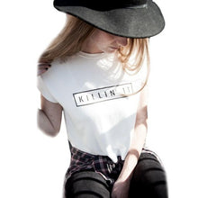 Hot Fashion harajuku Women O Neck Letter Print Short Sleeve Cotton t-Shirts Female Tops Black White ropa mujer #03 GS