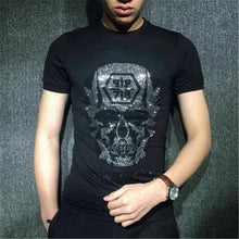Summer  New Cool T shirts Letter Skull Diamonds t-shirt Short Sleeve Casual Plus Size tops 2250 GS