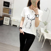 Summer  New Fashion Female T shirts Cute Cartoon rabbit Print Women t-shirt Brief Short Sleeve Woman tops Plus Size 72729 GS