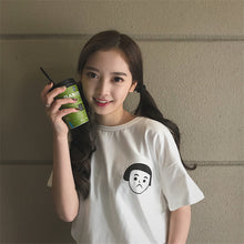 Summer  New Fashion Female T shirts Sad Gril Print Women t-shirt Cute Short Sleeve Woman tops Plus Size 72724 GS