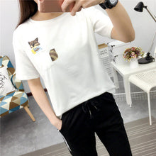 Summer  New Fashion Female T shirts kawaii Cartoon Print Women t-shirt Brief Short Sleeve Woman tops Plus Size 72730 GS