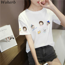 Summer  New Fashion Female T shirts kawaii Cartoon Print Women t-shirt Brief Short Sleeve Woman tops Plus Size 72730 GS