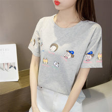 Summer  New Fashion Female T shirts kawaii Cartoon Print Women t-shirt Brief Short Sleeve Woman tops Plus Size 72730 GS