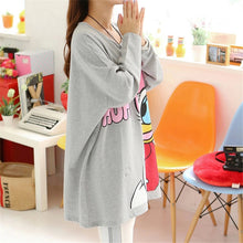 Summer  New Fashion Letter Cartoon Duck Print T shirts Short Sleeve Casual Woman Long t-shirt Plus Size Female tops 72700 GS