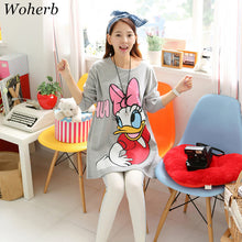 Summer  New Fashion Letter Cartoon Duck Print T shirts Short Sleeve Casual Woman Long t-shirt Plus Size Female tops 72700 GS