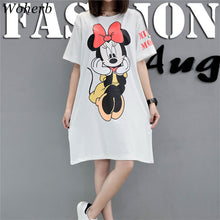 Summer  New Fashion T shirts Letter MINI MOUSE Print Long t-shirt Short Sleeve Casual Woman Plus Size Female tops 72699 GS