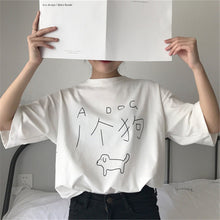 Summer  New Women Fashion T shirts Female Letter A DOG Funny Print t-shirt Short Sleeve Casual Woman Plus Size tops 72508 GS
