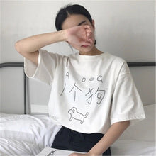 Summer  New Women Fashion T shirts Female Letter A DOG Funny Print t-shirt Short Sleeve Casual Woman Plus Size tops 72508 GS