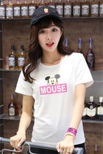 Summer  New Women Fashion T shirts Female Letter Mouse Cartoon Print t-shirt Short Sleeve Plus Size Woman tops 72460 GS