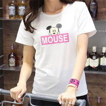Summer  New Women Fashion T shirts Female Letter Mouse Cartoon Print t-shirt Short Sleeve Plus Size Woman tops 72460 GS