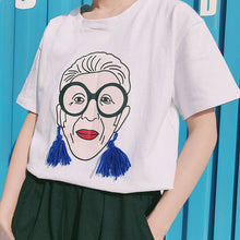 Summer  New Women T shirts Female Tassel Cool Character Print t-shirt Short Sleeve Casual Woman Plus Size tops 72509 GS
