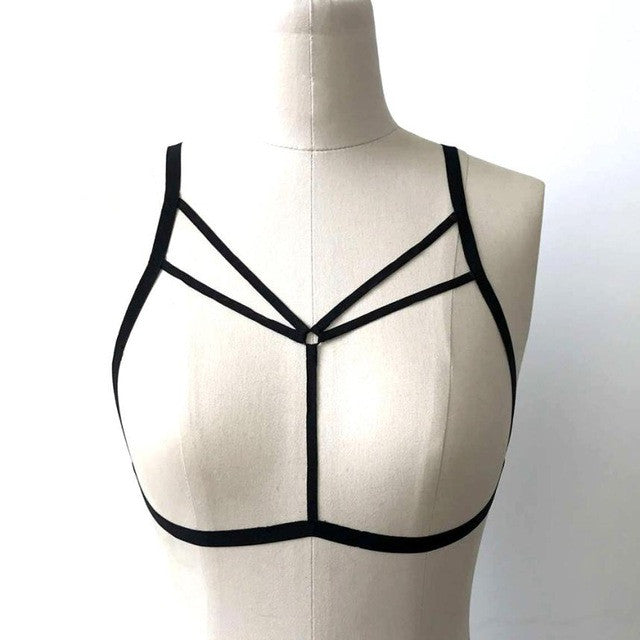 Sexy Women Hollow Out Elastic sexy Bra Crop Top harajuku Bandage Strappy Halter Bra Bustier Top Galter #43 GS