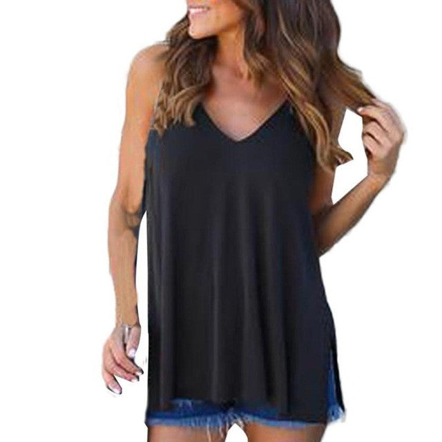 Tank Top For Women Sexy Side Splite Vest Sleeveless Casual Tank Tops Mujer Verano Women Black White #417 GS