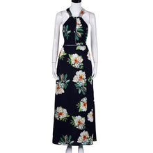 Women Floral Chiffon Dresses Sleeveless Backless Boho Style Long Maxi Evening Party Beach Dress Ladies vestidos #63 GS