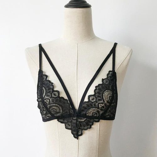 Women Sexy Floral Lace Bralette Hollow Out Backless Crop Top Sheer Triangle Camisole Femme #33 GS