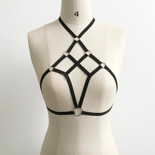 Women's bra black body sexy spandex harajuku sexy Gothic bondage Crop Top For Women #23 GS