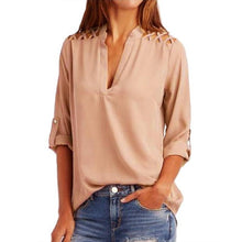Blouses Women Chiffon Tops  Solid Tab-Sleeve Hollow Out BlouseShirt Tops Ladies camisetas mujer #03 GS