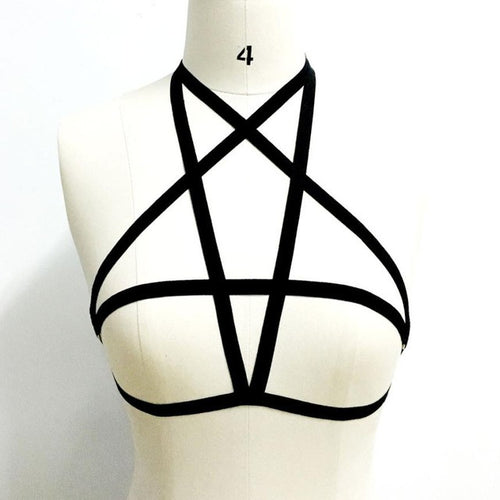 Botton Basci Crop Top Women Sexy Bandage Elastic sexy Bra Strappy Sexy Hollow Out Bra Bustier Women Black #63 GS