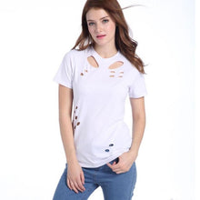 Camisetas Mujer  Tops Women White T Shirt Women Short Sleeve O Neck Hole Harajuku Solid Casual Tee Shirt Femme #23 GS