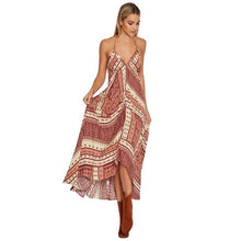 Dress  Women Boho Style V Neck Long Maxi A-line Party Beach Dresses Floral Print Sling Ladies Dress Robe Femme #63 GS