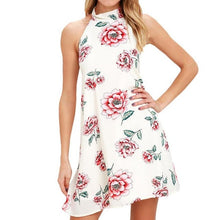 Dress Women  Clothes Women Halter Neck Backless Floral Print A-Line Beach Dresses Ladies vestidos mujer verano #425 GS