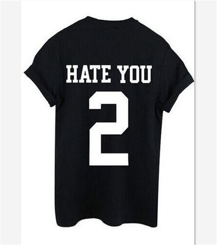 Summer New  Fashion Hate You Letter Print T Shirts Brief Short Sleeve T-shirts Casual Women Tops Tee Plus Size 72703 GS