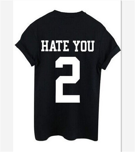 Summer New  Fashion Hate You Letter Print T Shirts Brief Short Sleeve T-shirts Casual Women Tops Tee Plus Size 72703 GS